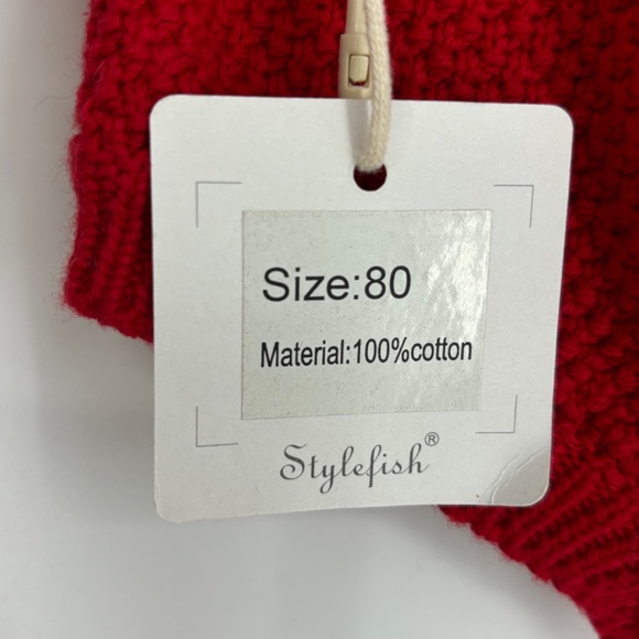 StyleFish Baby Size 80 9 - 12 Months One Piece Outfit Red White Sweater Knit - Picture 4 of 7